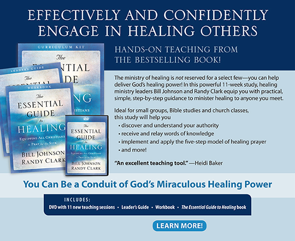 Effectively and Confidently Engage in Healing Others
Hands-On Teaching from the Bestselling Book!

The ministry of healing is not reserved for a select fewyou can help deliver Gods healing power! In this powerful 11-week study, healing ministry leaders Bill Johnson and Randy Clark equip you with practical, simple, step-by-step guidance to minister healing to anyone you meet.  

Ideal for small groups, Bible studies and church classes, this study will help you
	discover and understand your authority
	receive and relay words of knowledge
	implement and apply the five-step model of healing prayer
	and more!

You Can Be a Conduit of Gods Miraculous Healing Power

An excellent teaching tool.Heidi Baker

[burst]
Includes:
	DVD with 11 new teaching sessions
	Leaders Guide
	Workbook
	The Essential Guide to Healing book

Learn more!
